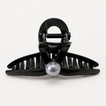 Glossy Black Claw Clip with Single Pearl