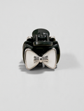 Black Claw Clip with White Enamel Bow