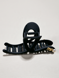 Matte Black Woven Banana Clip with Charm & Pearl - Miu