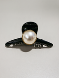 Black Enamel Claw Clip with White Pearl