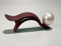Burgundy / Taupe Wave Claw Clip with Pearl