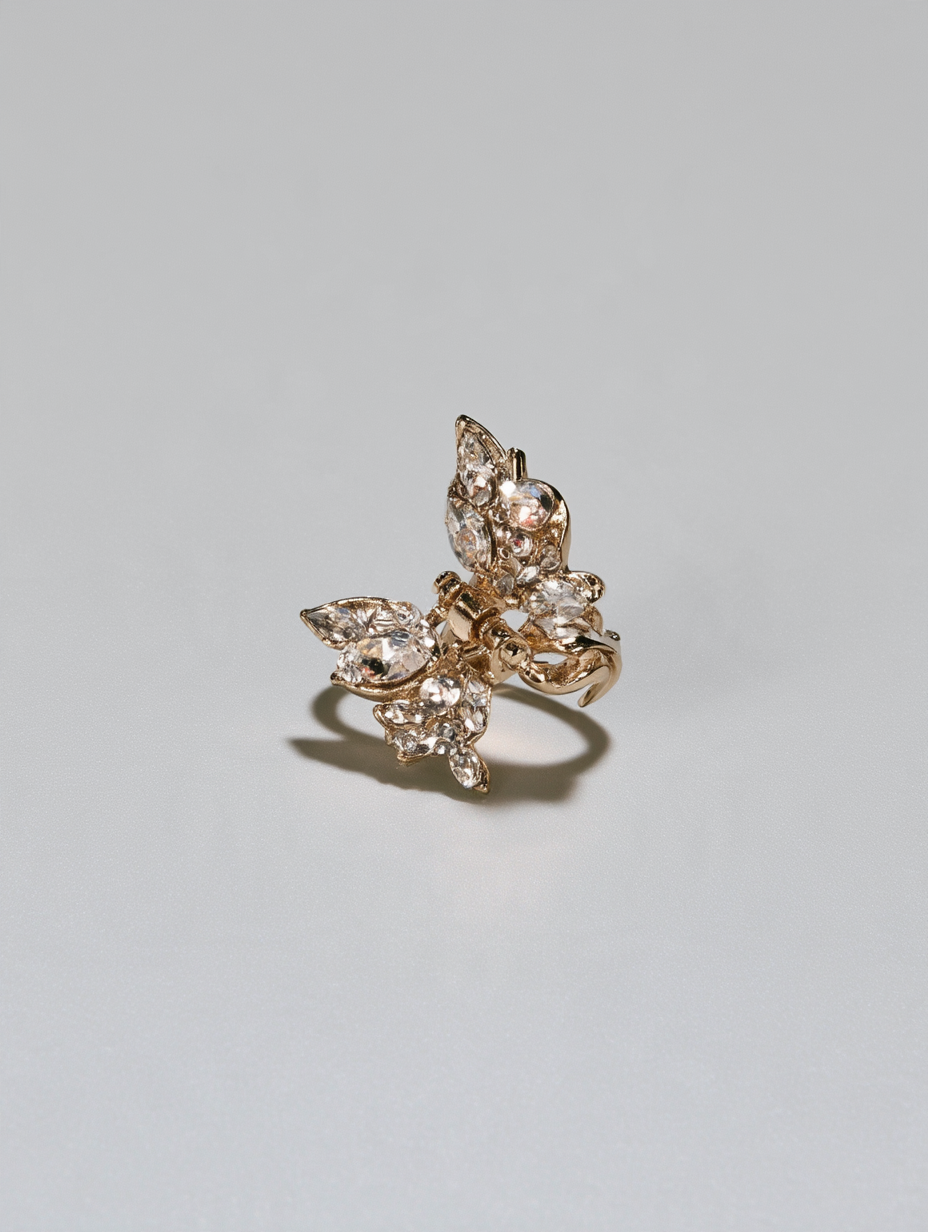 Gold Rhinestone Butterfly Bow Claw Clip (Small)