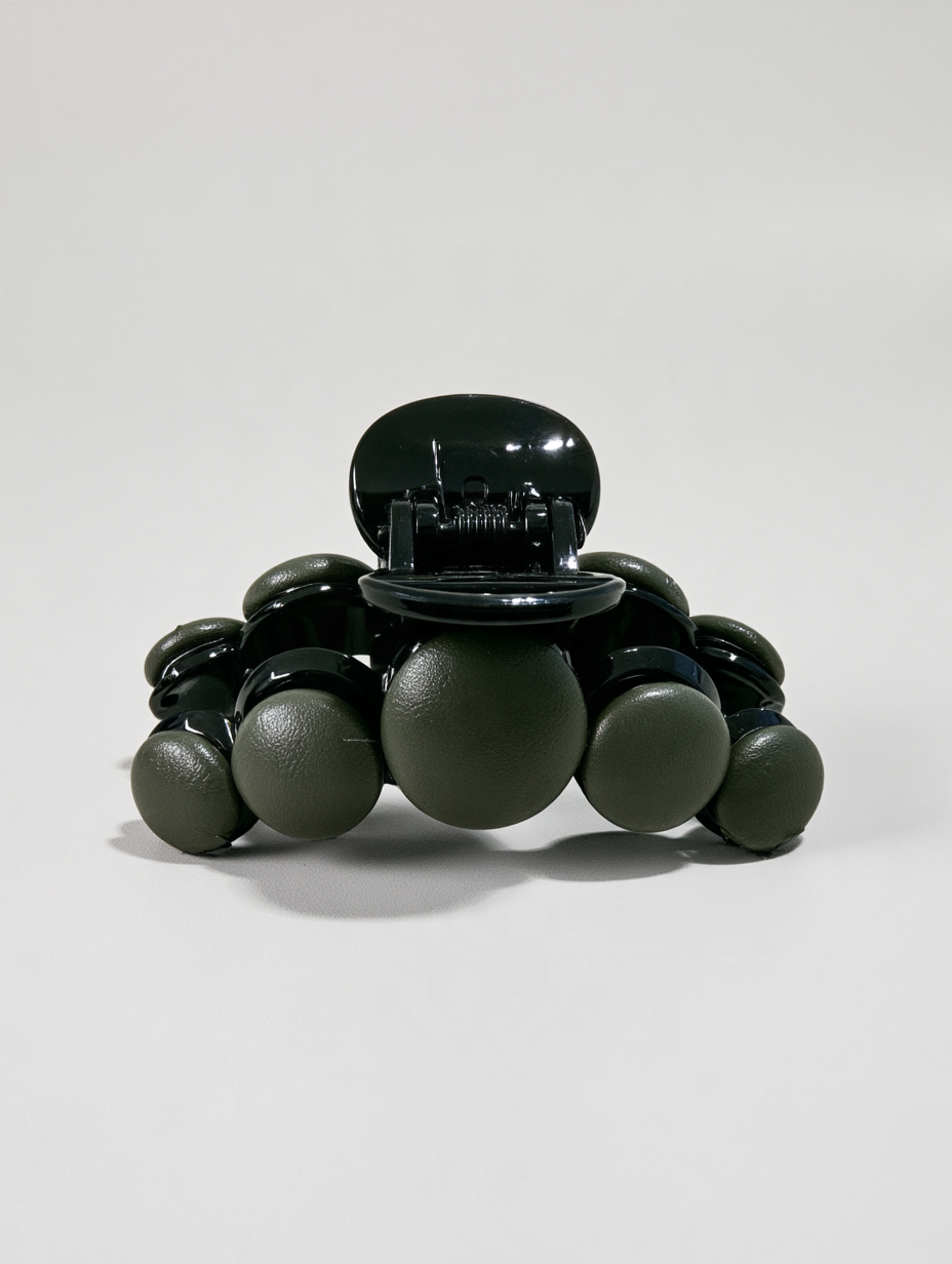 Olive Green Matte Bead Claw Clip
