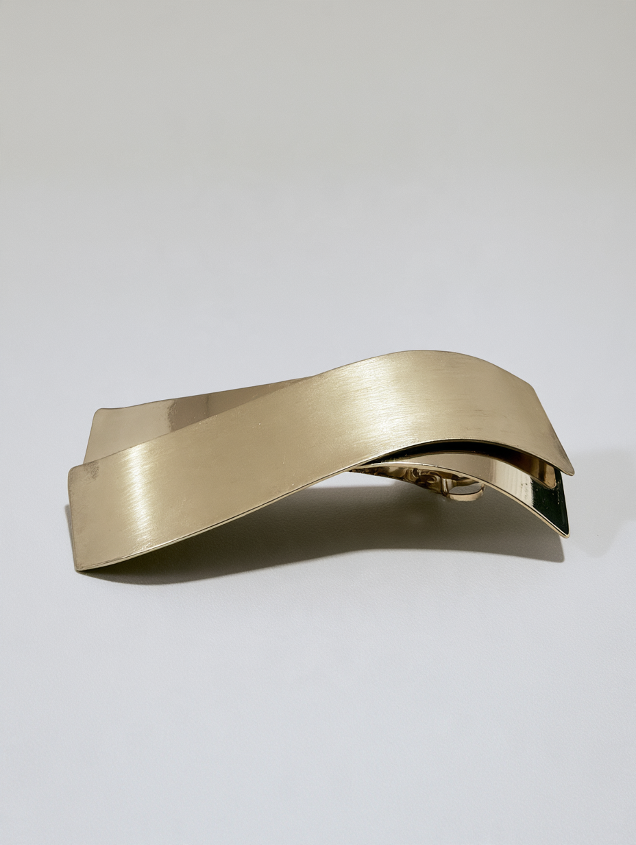 Brushed Gold Wave Barrette (Classic)