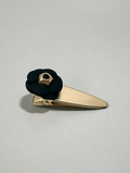 Black Flower Gold Alligator Pin