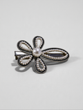Silver Pearl Flower Pin Barrette
