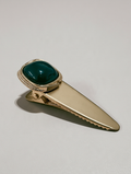Gold Hair Pins with Green Cabochon Stone