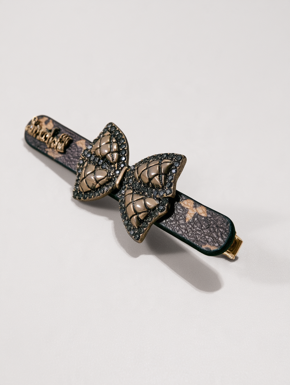 Scarlett Leather Rhinestone Bow Clip