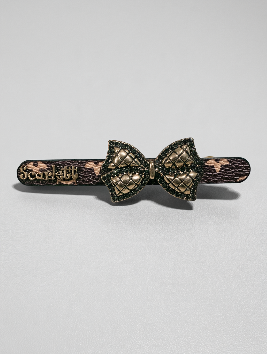 Scarlett Leather Rhinestone Bow Clip
