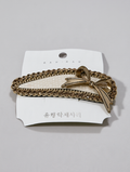 Gold Chain-Link Rhinestone Bow Barrette