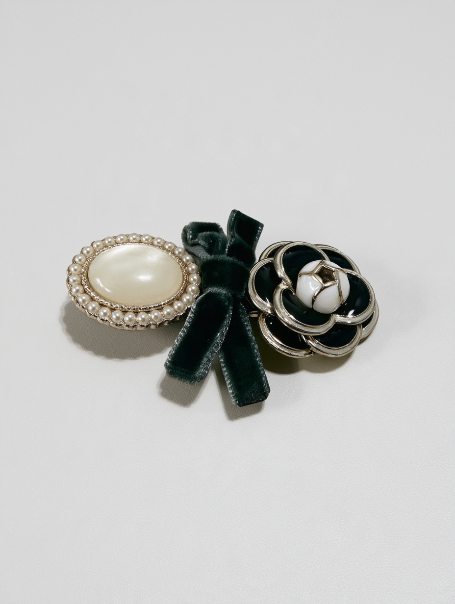 Pearl, Velvet Bow & Enamel Flower Mini Clip Trio