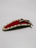 Red Velvet Barrette with Pearl & Rhinestone Bow