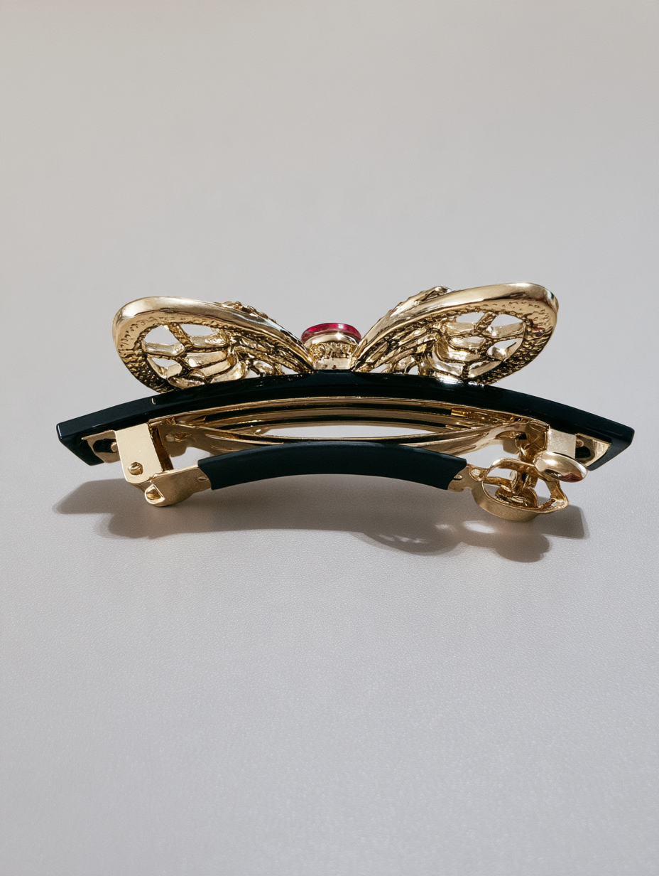 Pink Rhinestone Butterfly Bow Claw Clip