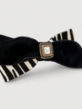 Zebra Print Bow Claw Clip with Pearl Centerpiece