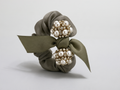 Olive Scrunchie with Pearl & Rhinestone Cluster Charm