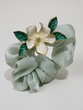 Sage Green Enamel Flower Scrunchie