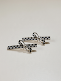 Black & Clear Rhinestone Geometric Bow Clip Pair