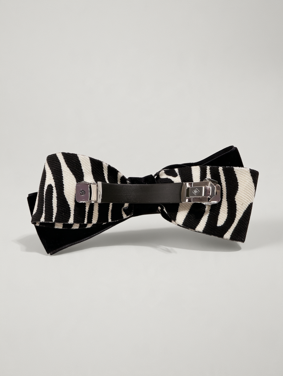 Zebra Print Bow Claw Clip with Pearl Centerpiece